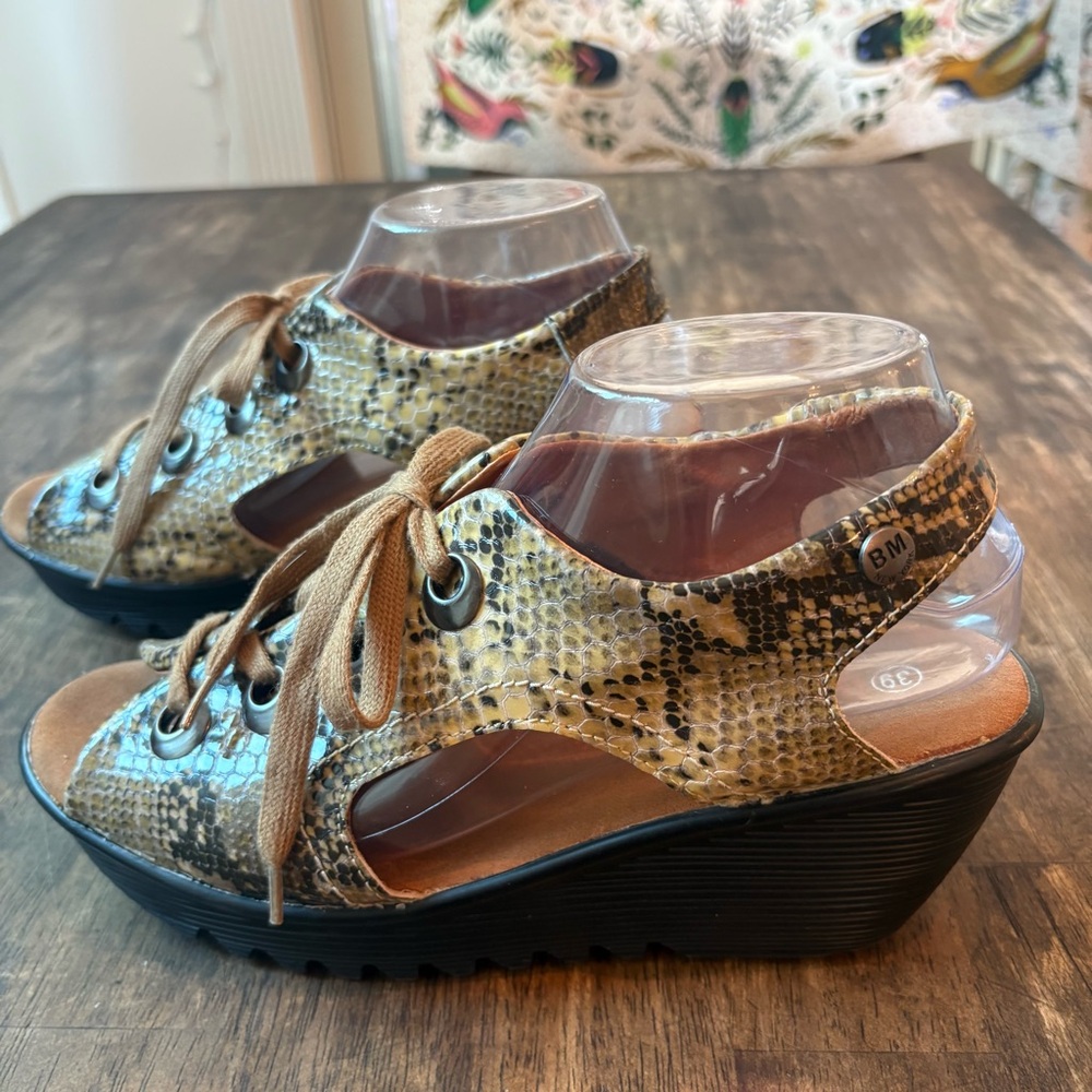 BERNIE MEV Marcelo Retile Print Lace Up Sandals! Back Strap.Great condition! 39 - Picture 5 of 9